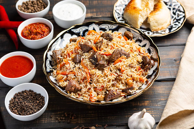 A plate of food on a wooden table